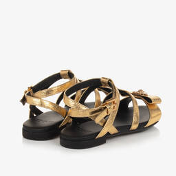 Versace-Girls Gold Medusa Leather Sandals | Childrensalon Outlet