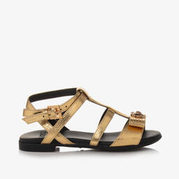 Versace-Girls Gold Medusa Leather Sandals | Childrensalon Outlet