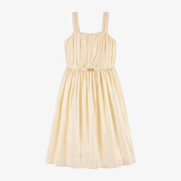 Versace-Girls Gold Silk Party Dress | Childrensalon Outlet