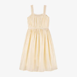 Versace-Girls Gold Silk Party Dress | Childrensalon Outlet
