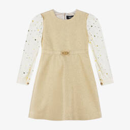 Versace-Girls Golden Silk Starry Dress | Childrensalon Outlet