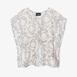 Versace-Girls Grey Barocco Print Cotton Kaftan | Childrensalon Outlet