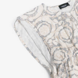 Versace-Girls Grey Barocco Print Cotton Kaftan | Childrensalon Outlet
