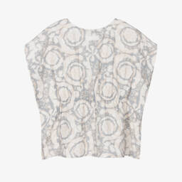 Versace-Girls Grey Barocco Print Cotton Kaftan | Childrensalon Outlet