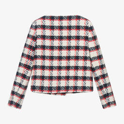 Versace-Girls Ivory Check Tweed Blazer | Childrensalon Outlet