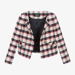 Versace-Girls Ivory Check Tweed Blazer | Childrensalon Outlet