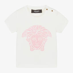 Versace-Girls Ivory Cotton Medusa T-Shirt | Childrensalon Outlet