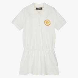 Versace-Кремовое хлопковое теннисное платье для девочек | Childrensalon Outlet