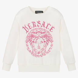 Versace-Кремово-розовый свитшот с принтом Medusa | Childrensalon Outlet