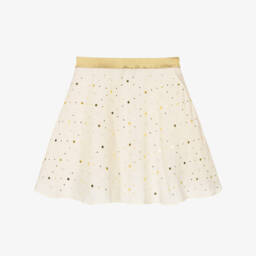 Versace-Girls Ivory Starry Silk Skirt | Childrensalon Outlet