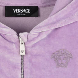 Versace-Girls Lilac Velvet Hoodie | Childrensalon Outlet