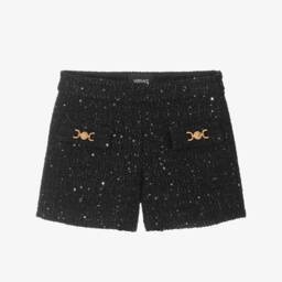 Versace-Роскошные черные твидовые шорты с блеском для девочек | Childrensalon Outlet