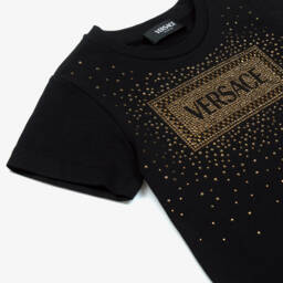 Versace-Girls Luxurious Black Crystal Tee | Childrensalon Outlet