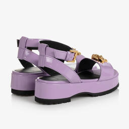 Versace-صندل جلد لامع لون بنفسجي للبنات | Childrensalon Outlet