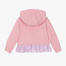 Versace-توب هودي بسحّاب قطن لون زهري بطبعة باروك | Childrensalon Outlet