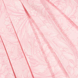 Versace-تنورة ساتان تويل بكُسرات لون زهري بطبعة باروك | Childrensalon Outlet