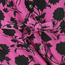 Versace-فستان بطبعة ورود حرير تويل لون زهري وأسود | Childrensalon Outlet