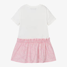Versace-Розовое хлопковое платье с принтом Barocco для девочек | Childrensalon Outlet