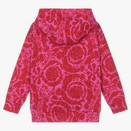 Versace-توب هودي قطن جيرسي لون زهري للبنات | Childrensalon Outlet