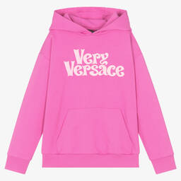 Versace-Girls Pink Cotton Very Versace Hoodie | Childrensalon Outlet