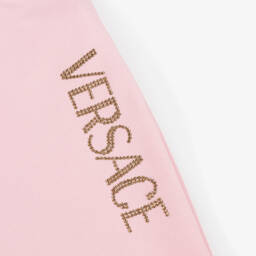 Versace-Girls Pink Flare Cotton Trousers | Childrensalon Outlet