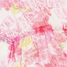 Versace-Розовый шелковый кафтан с цветами | Childrensalon Outlet