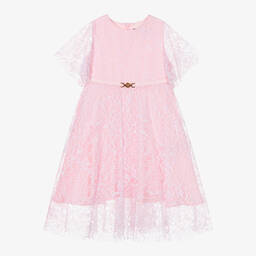 Versace-Girls Pink Floral Tulle Dress | Childrensalon Outlet