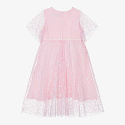 Versace-Girls Pink Floral Tulle Dress | Childrensalon Outlet