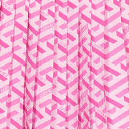 Versace-فستان أطفال بناتي شيفون لون زهري بنقشة غريسا | Childrensalon Outlet