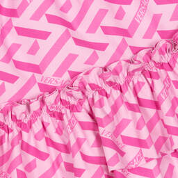 Versace-تنورة أطفال بناتي قطن بوبلين لون زهري بطبعة غريسا | Childrensalon Outlet