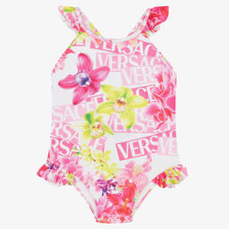 Versace-Розовый купальник с орхидеями | Childrensalon Outlet