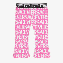 Versace-Girls Pink Logo Print Trousers | Childrensalon Outlet