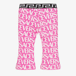 Versace-Girls Pink Logo Print Trousers | Childrensalon Outlet