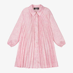 Versace-Girls Pink Pleated Barocco Dress | Childrensalon Outlet