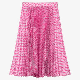 Versace-Розовая плиссированная юбка с принтом Greca | Childrensalon Outlet