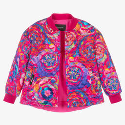 Versace-Розовая стеганая куртка для девочек | Childrensalon Outlet