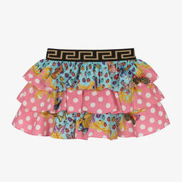 Versace-Girls Pink Ruffled Polka Dot Skirt | Childrensalon Outlet