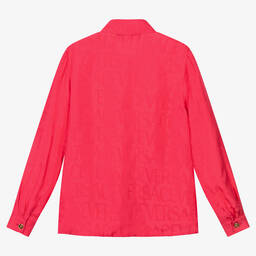 Versace-قميص جاكارد ساتان لون زهري فيوشيا للبنات | Childrensalon Outlet