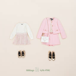 Versace-Girls Pink & White Medusa Dress | Childrensalon Outlet