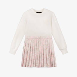 Versace-Girls Pink & White Medusa Dress | Childrensalon Outlet