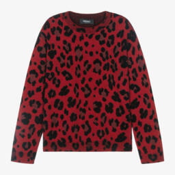 Versace-Girls Scarlet Leopard Wool Jumper | Childrensalon Outlet