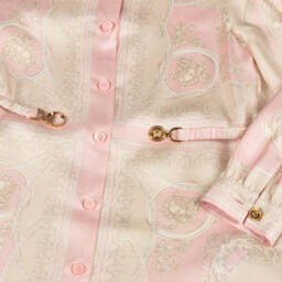 Versace-Girls Silk Baroque Pink Dress | Childrensalon Outlet
