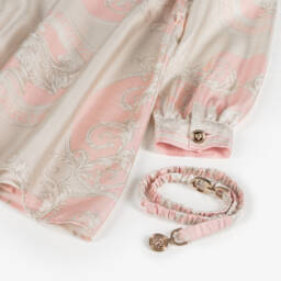 Versace-Girls Silk Baroque Pink Dress | Childrensalon Outlet