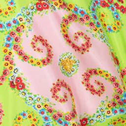 Versace-Girls Silk Dress with Floral Pattern | Childrensalon Outlet