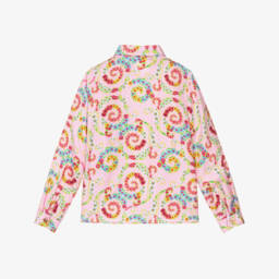Versace-بلوزة حرير بناتي بنقشة زهور دوامية | Childrensalon Outlet