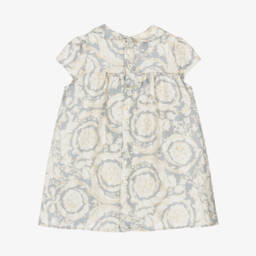 Versace-Шелковое серое и кремовое платье для девочек | Childrensalon Outlet