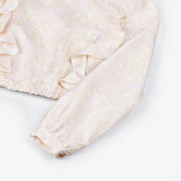 Versace-بلوزة حرير للبنات باللون الوردي الناعم | Childrensalon Outlet