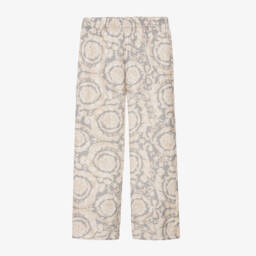 Versace-بنطلون حريري للبنات بلون العاج والرمادي | Childrensalon Outlet