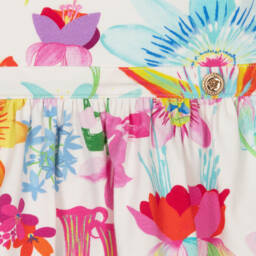 Versace-فستان أبيض ناعم مزين بالزهور للبنات | Childrensalon Outlet