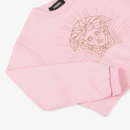 Versace-بلوزة قطنية وردية براقة للبنات | Childrensalon Outlet